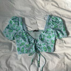 linen blend zara top, size medium, never worn with tags!